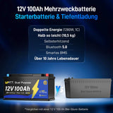 Wattcycle 12V 100Ah Dual Purpose Marine Cranking LiFePO4 Lithium Battery Bluetooth 1200CCA / 1500MCA, Starting Lithium Batterys with Self-Heating, Built-in 200A BMS, Perfect for Trolling Motor, Boat