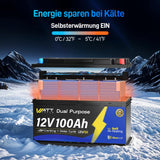 Wattcycle 12V 100Ah Dual Purpose Marine Cranking LiFePO4 Lithium Battery Bluetooth 1200CCA / 1500MCA, Starting Lithium Batterys with Self-Heating, Built-in 200A BMS, Perfect for Trolling Motor, Boat