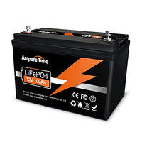 Ampere Time LiFePO4 Deep Cycle Battery 12V 100Ah with Built-in 100A BMS