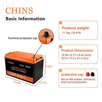 CHINS LiFePO4 Battery 12V 100AH Lithium Battery - Built-in 100A BMS