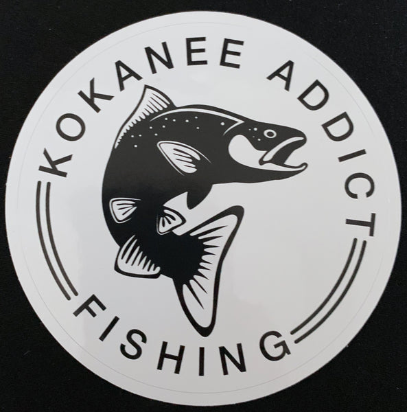 Kokanee Addict Fishing Sticker - Black & White - Free Shipping